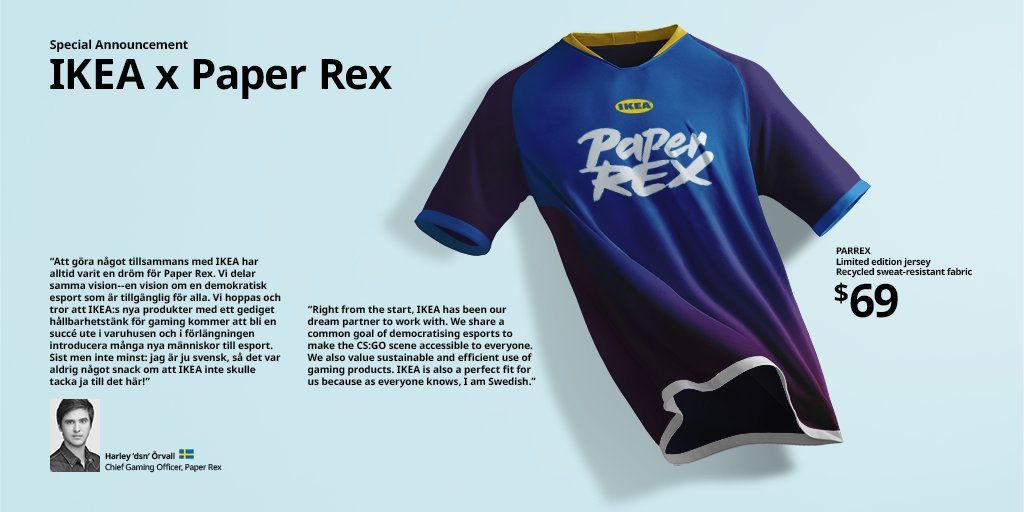 Анонс сотрудничества с IKEA от Paper Rex.
Источник: твиттер Paper Rex