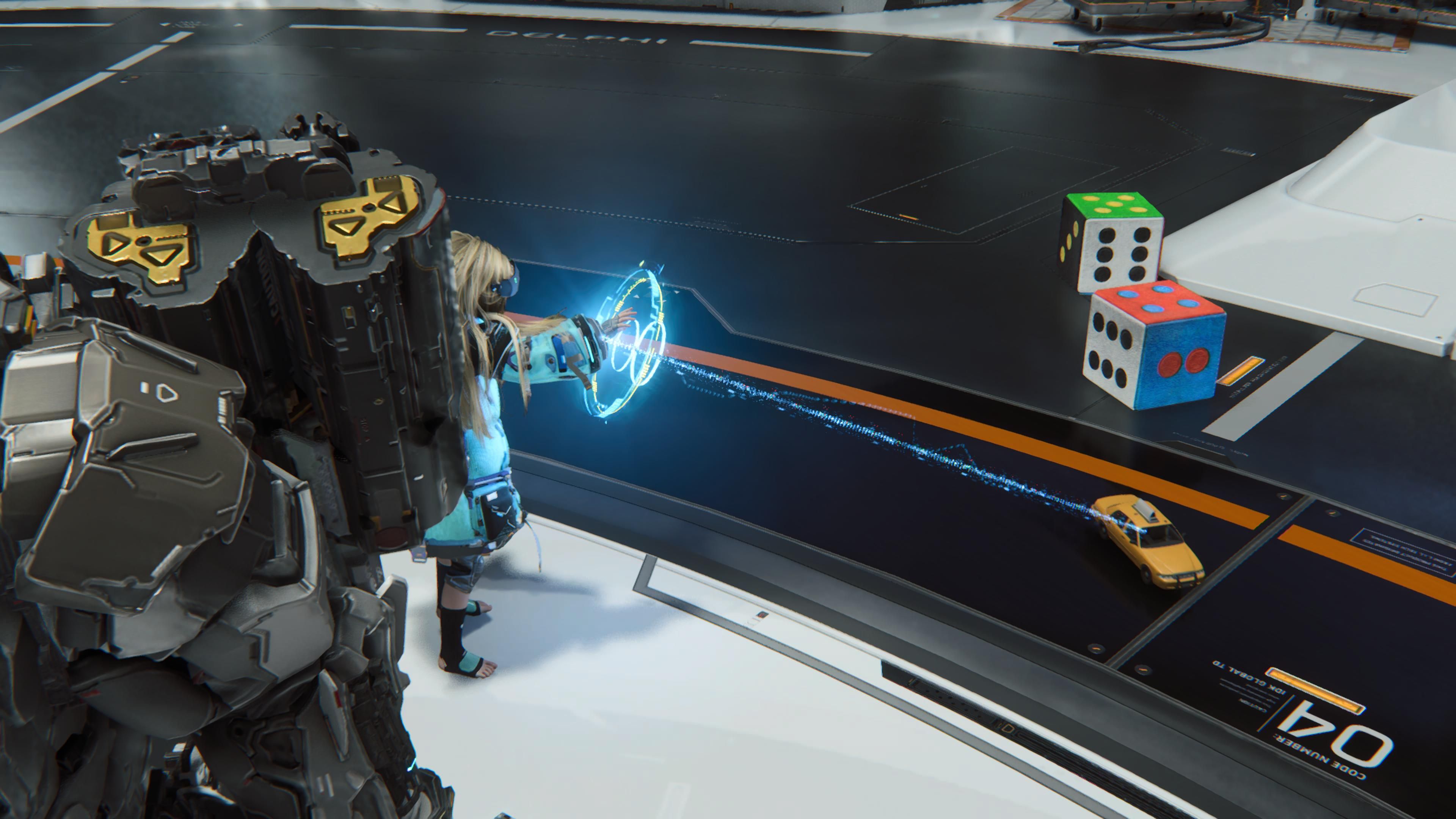 Диана за игрой. Скриншот из Pragmata