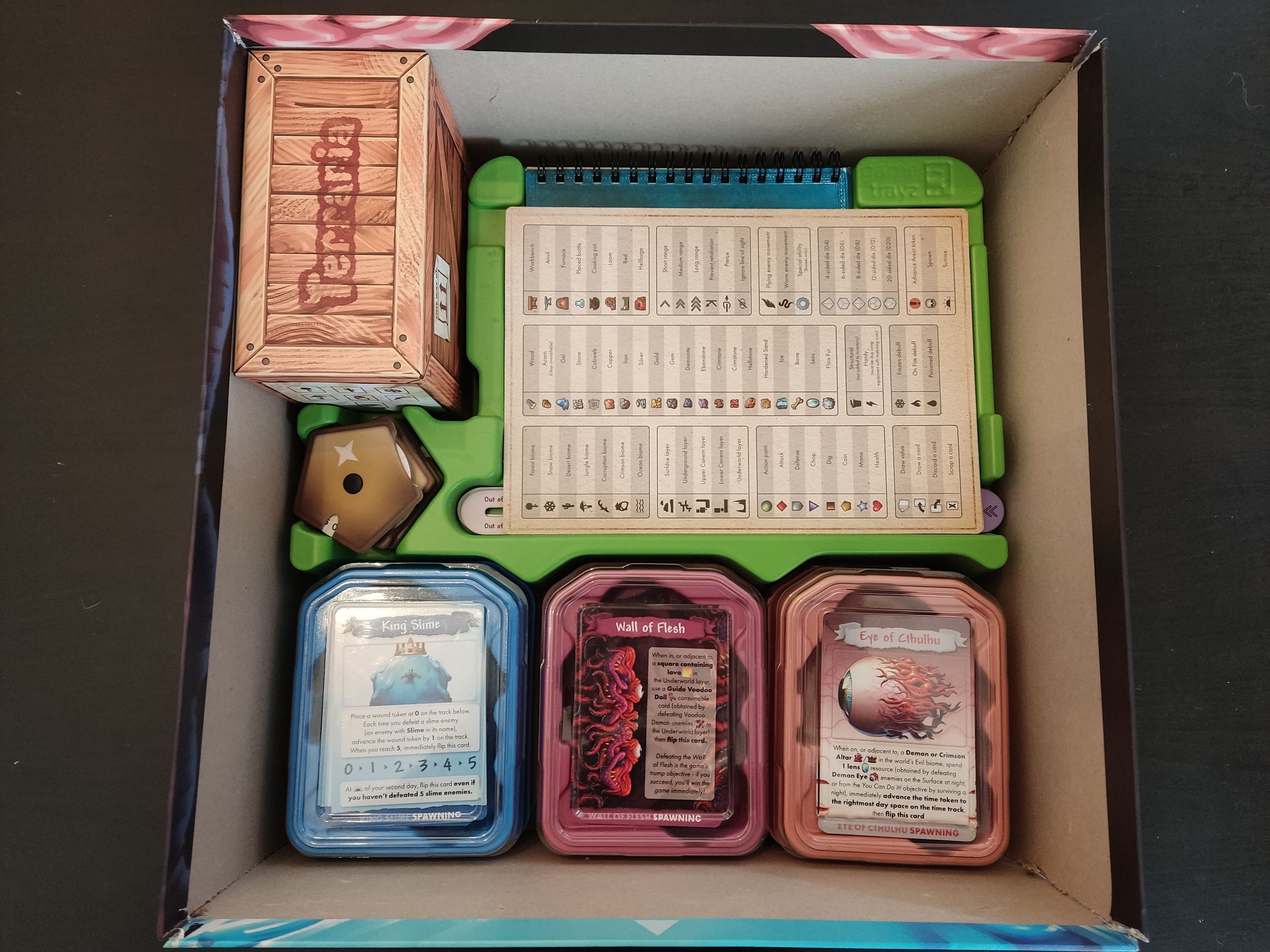 В коробке Terraria полный порядок. Всё укладывается ровно и легко достаётся. 