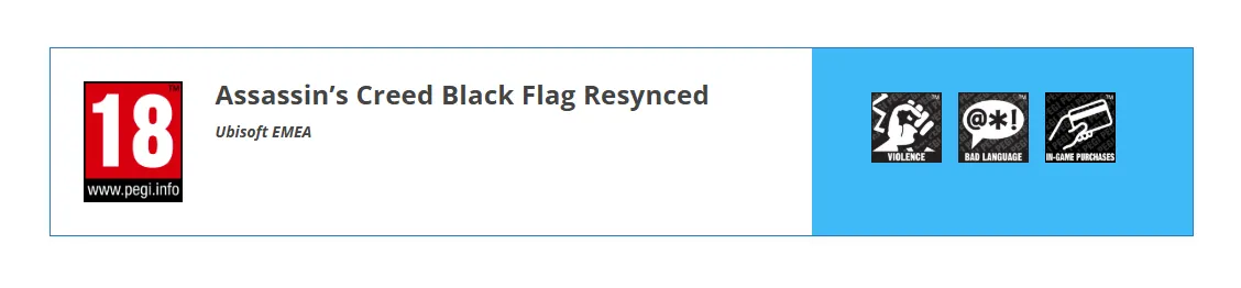 Ремейк Assassin's Creed IV Black Flag на сайте PEGI. Источник: IGN