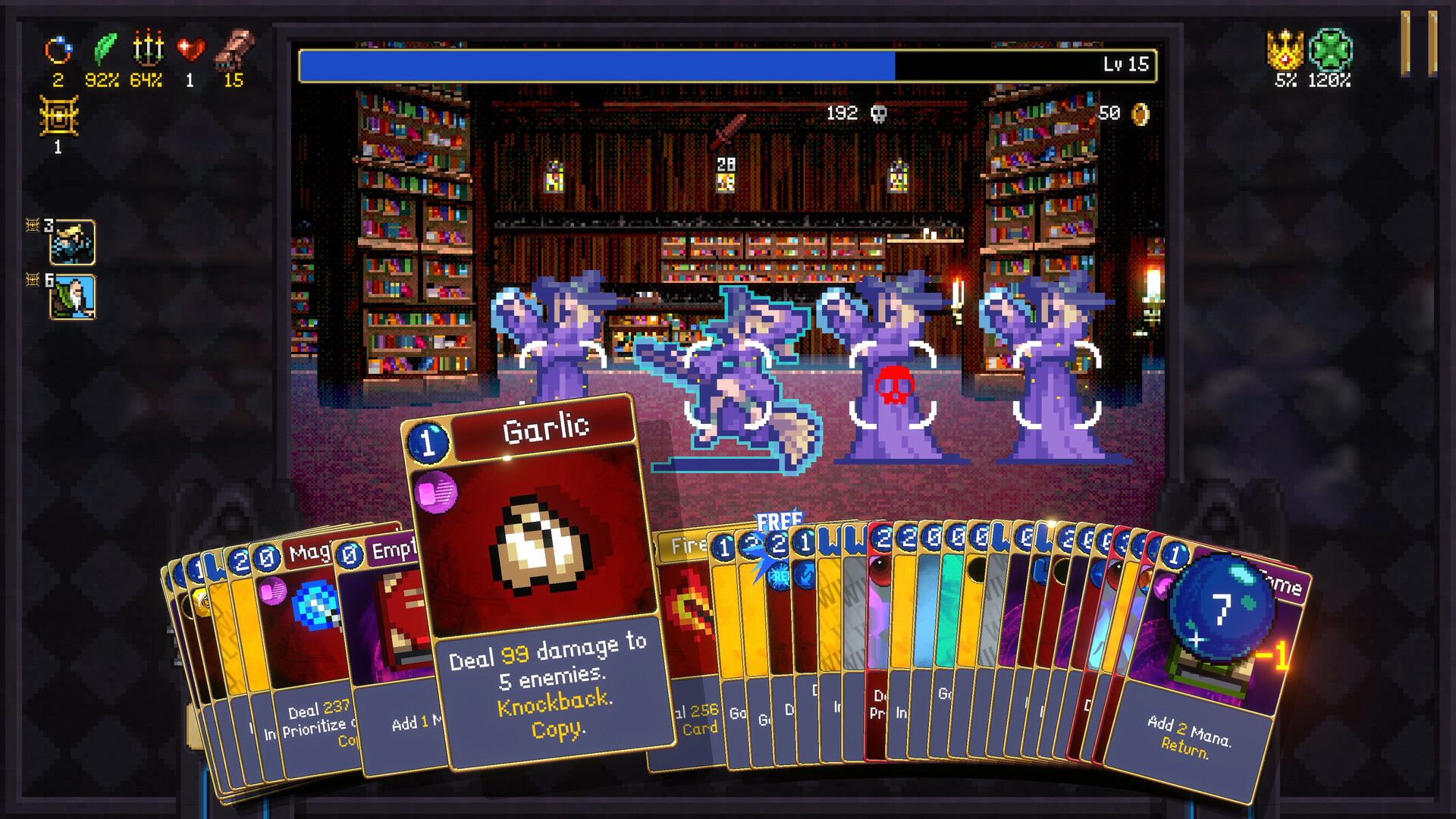 Скриншот из Vampire Crawlers: The Turbo Wildcard from Vampire Survivors. Источник: Steam