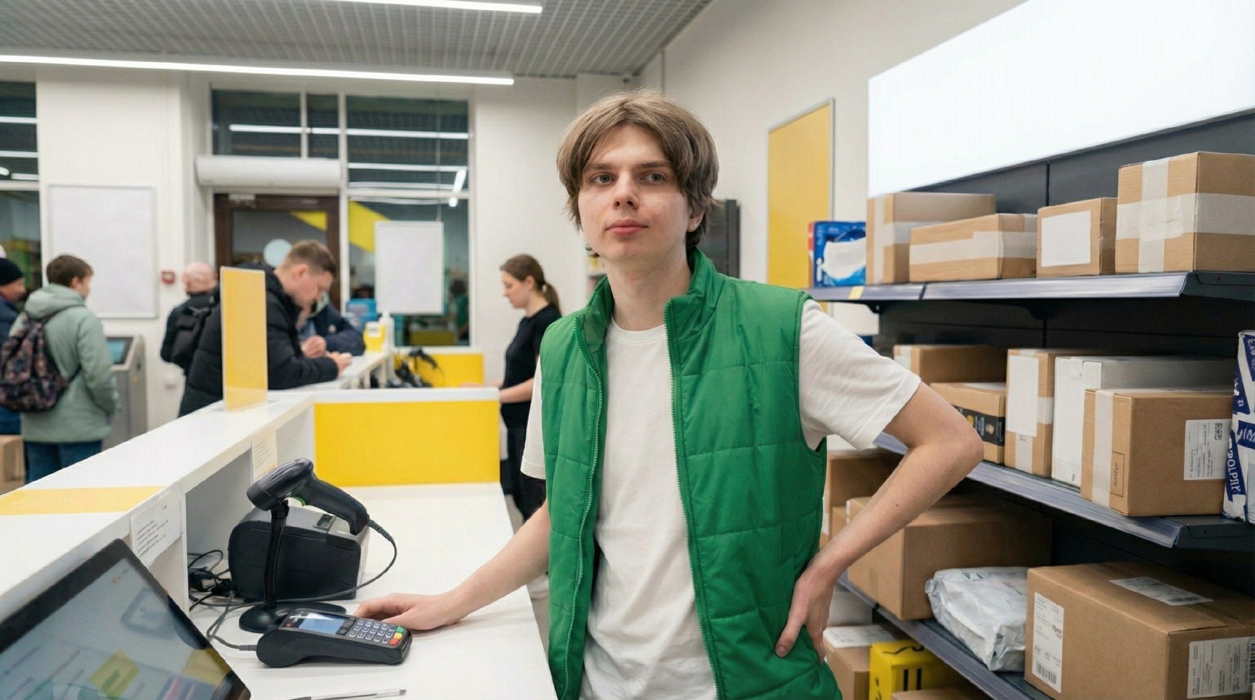 Работник пункта выдачи kyousuke | Фото было сгенерировано нейросетью 