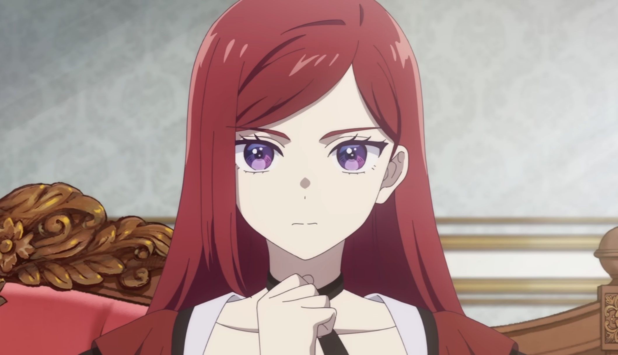 Кадр из аниме «Королева, ставшая причиной трагедии, сделает для народа всё, что в её силах»