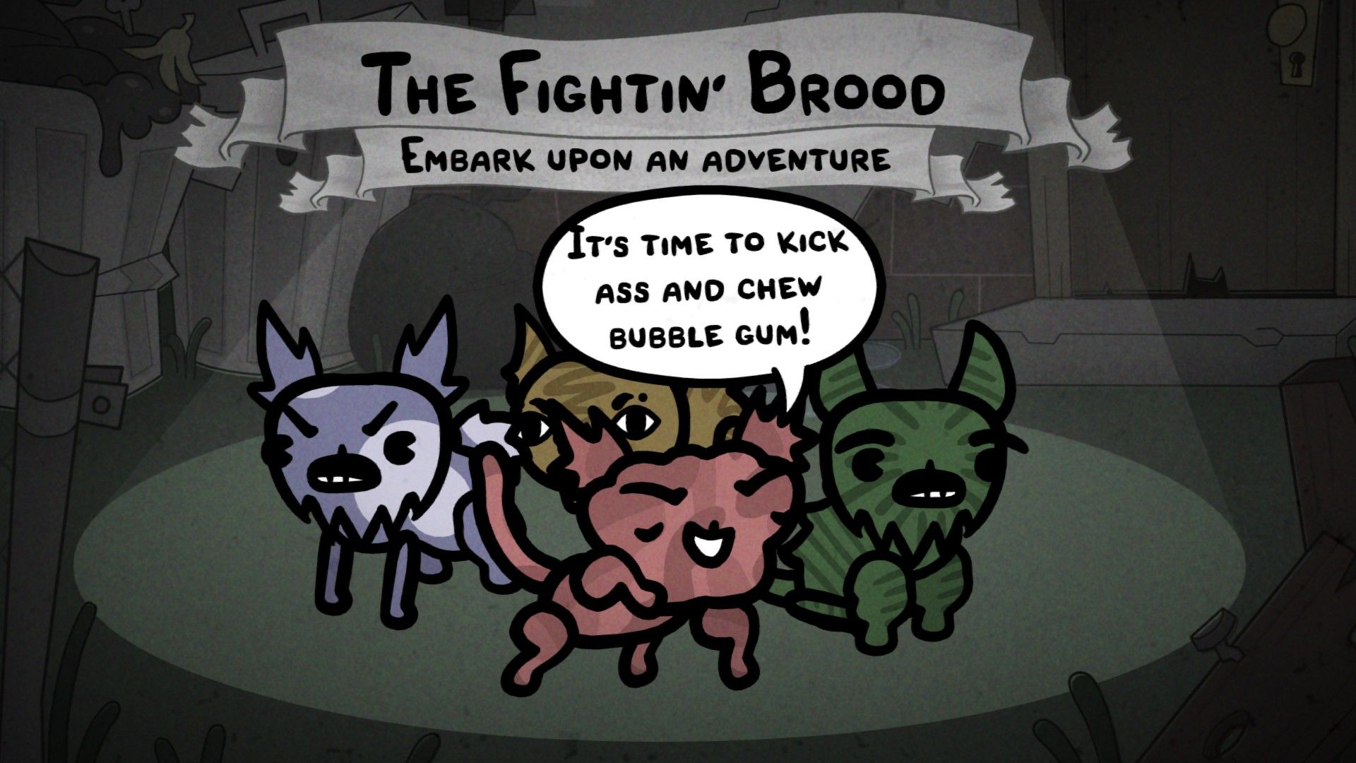 Бравый отряд. Русский язык, кстати, завезут через пару месяцев. Скриншот из Mewgenics