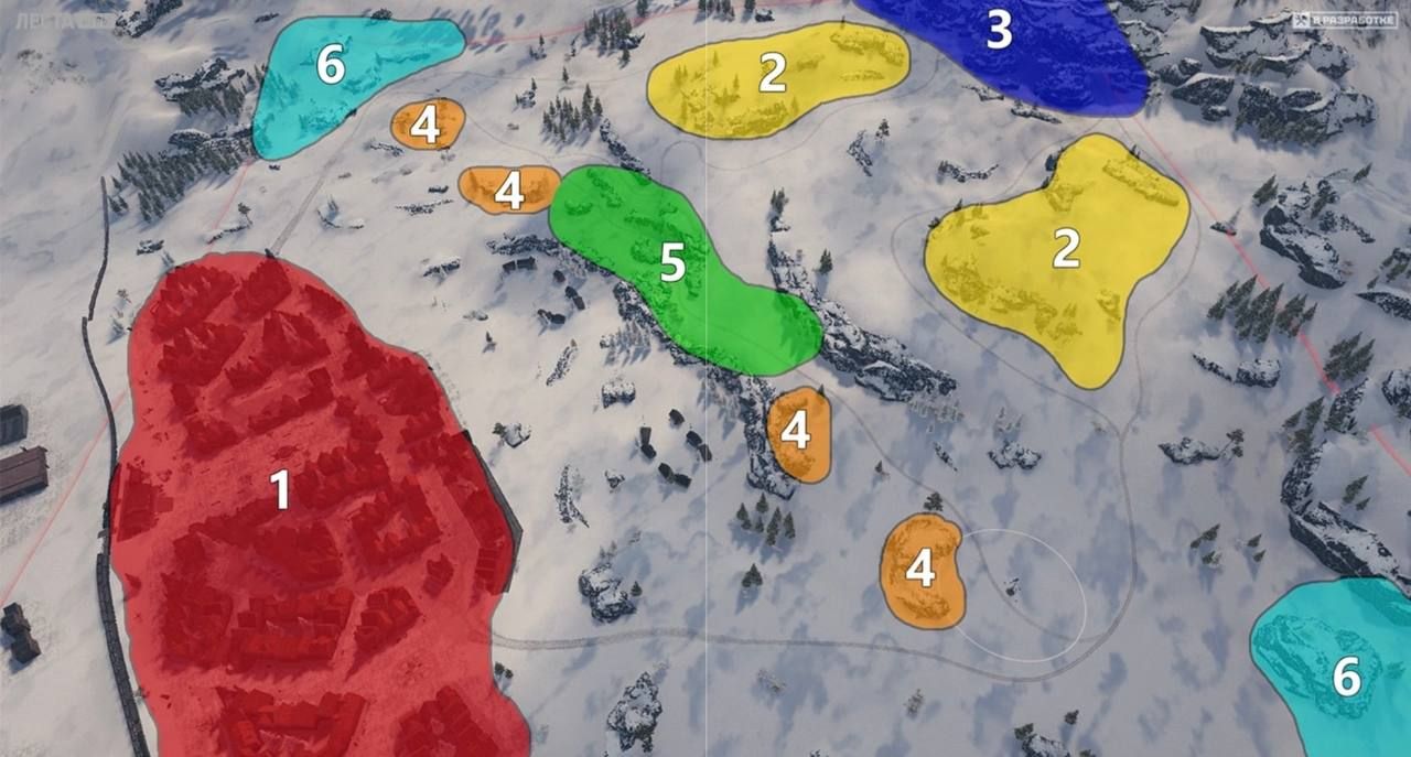 Ключевые точки на карте «Снежный курорт»