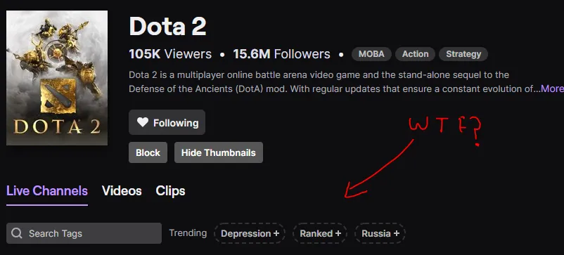 Раздел Dota 2 на Twitch | Изображение: reddit