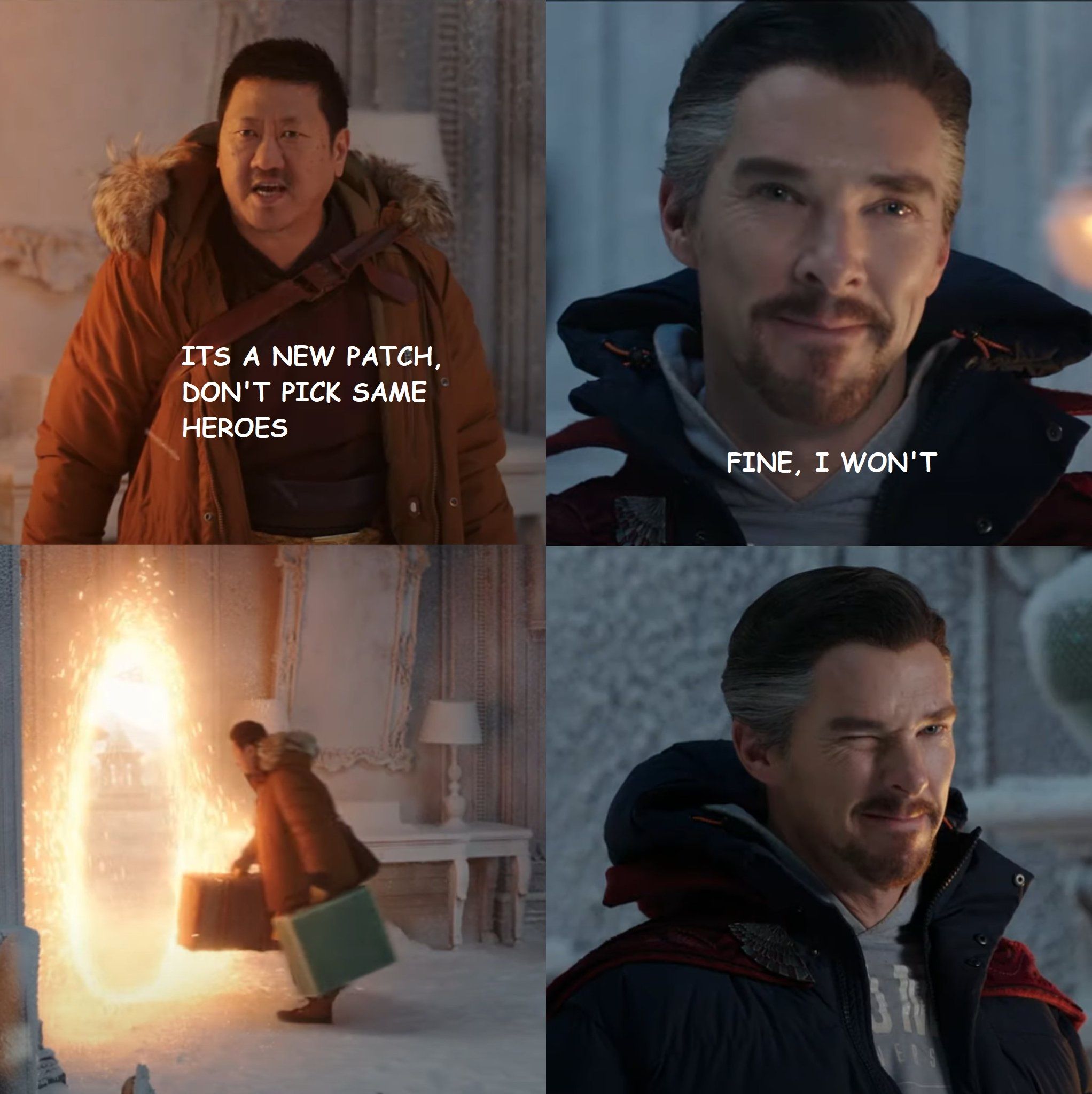 &mdash; Это новый патч! Не надо брать старых героев.
&mdash; Ладно, не буду.
Источник: twitter.com/theAllianceGG