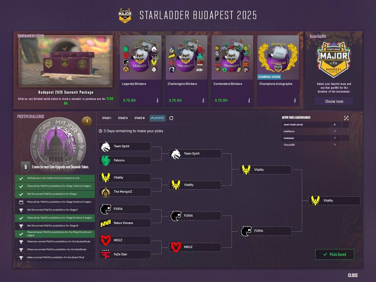 Pick'Em Challenge на плей-офф мейджора от degster | Источник: Telegram-канал degster