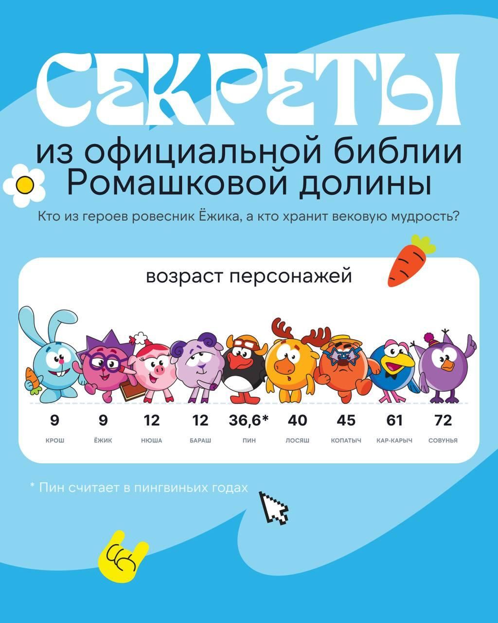 Возраст персонажей «Смешариков» | Источник: соцсети «Смешариков»