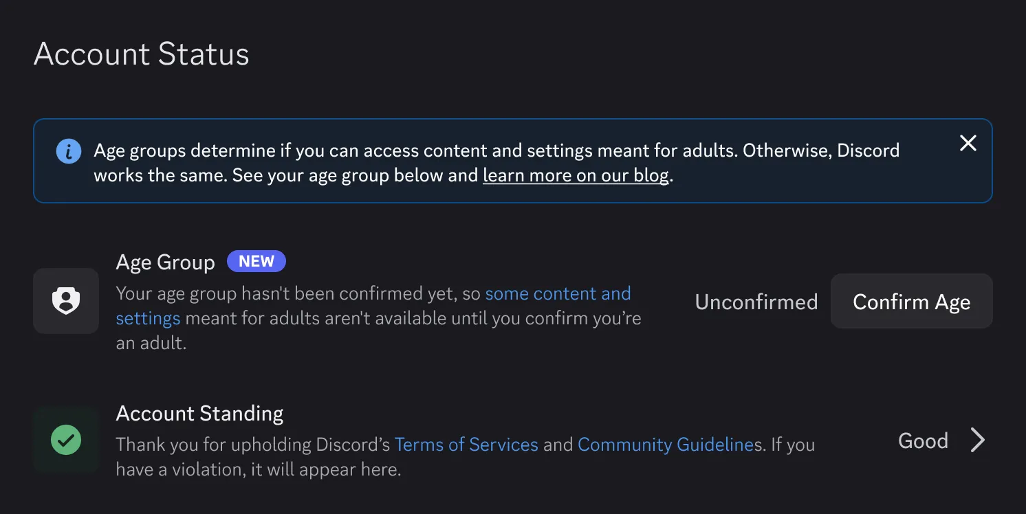 Статус аккаунта. Источник: Discord