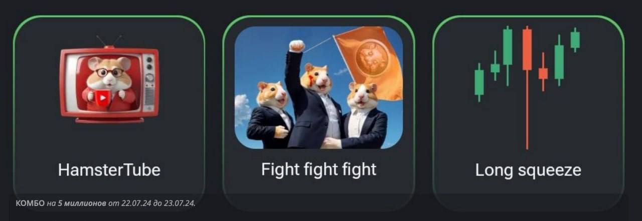 Комбо карты в Hamster Kombat (Хомяк) на 22–23 июля