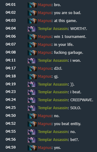 Разговор ATF и watson в матчмейкинге. Источник: Dotabuff