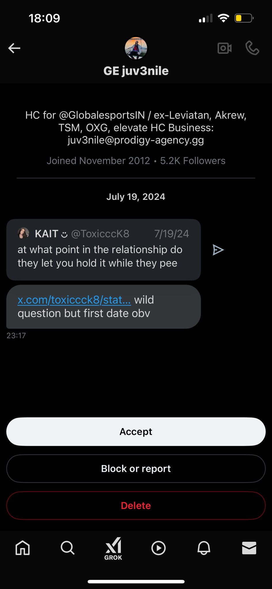 «"В какой момент отношений они разрешают держать его, пока писают?" Странный вопрос, но на первом свидании, естественно». Источник: x.com/ToxicccK8