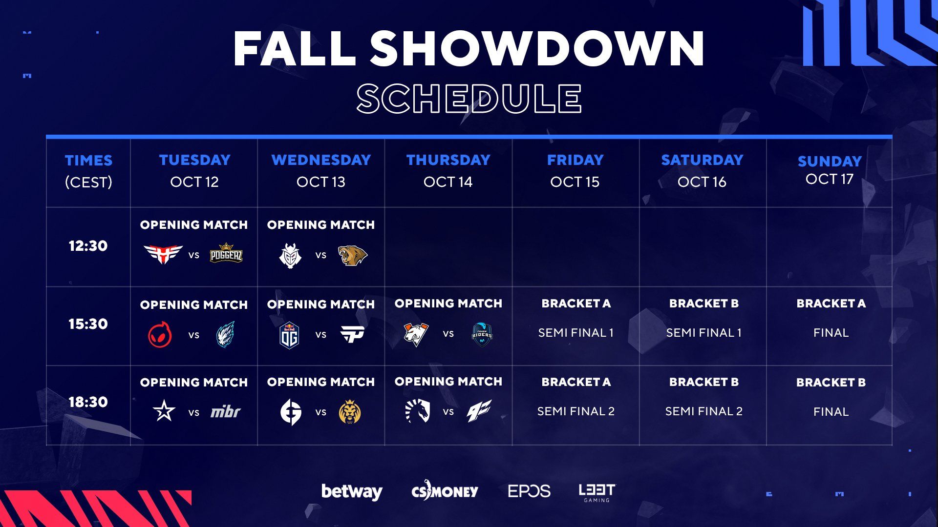 Расписание матчей BLAST Premier: Fall Showdown 2021. Источник: BLAST