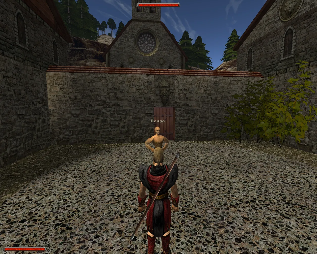 Чтобы быть принятым в монастырь нужно пожертвовать 1000 золотых и овцу... или вы можете использовать влияние Кольца Воды и найти другой путь (только с официальным дополнением Ночь Ворона)