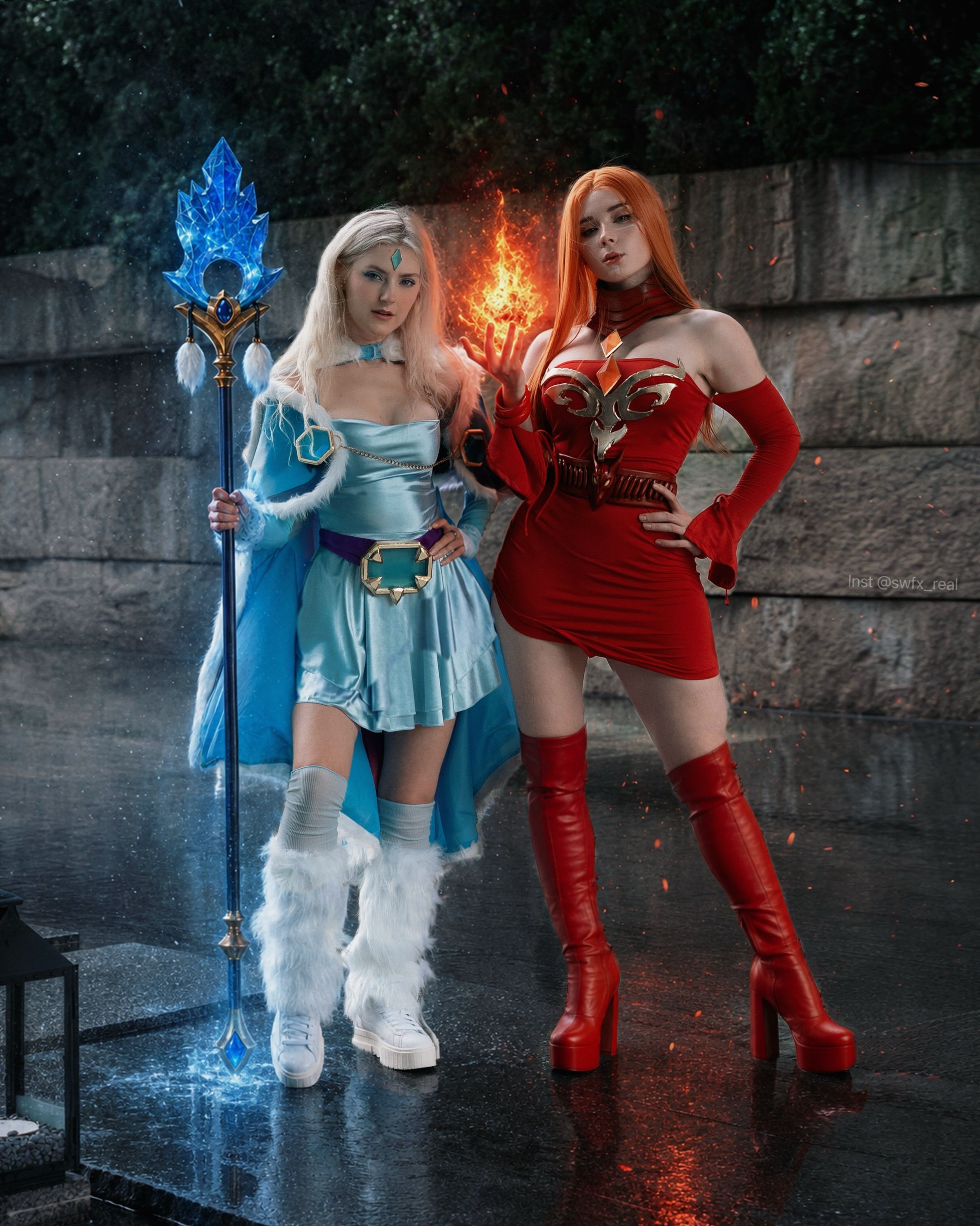 Sweety Fox и Eva Elfie в косплее на Lina и Crystal Maiden | Фото: соцсети Sweety Fox