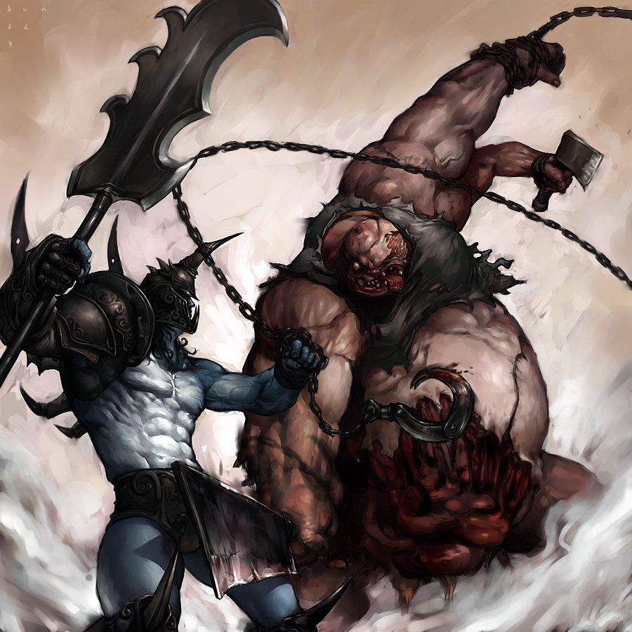 Ранний арт Kunkka: битва Sven против Pudge из DotA (2006)