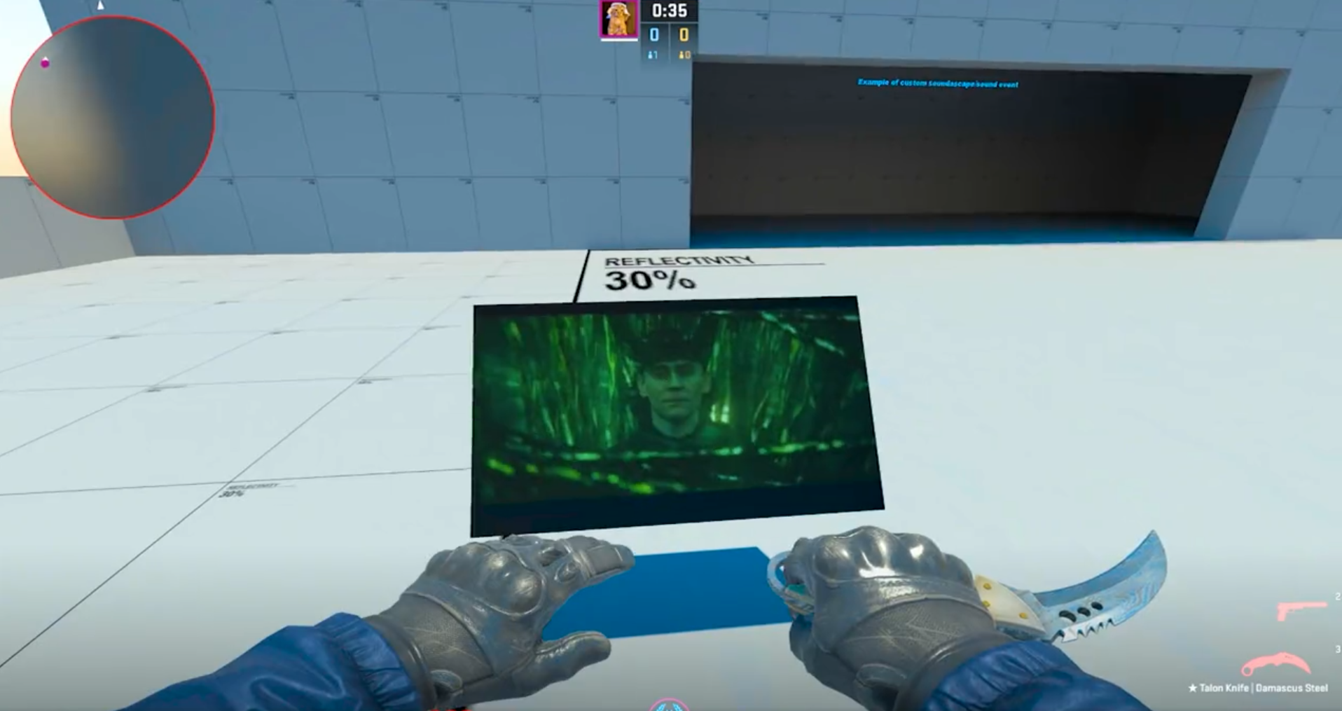 Демонстрация проигрывания видео на карте CS2 из Мастерской Steam | Источник: социальные сети DEAFPS_