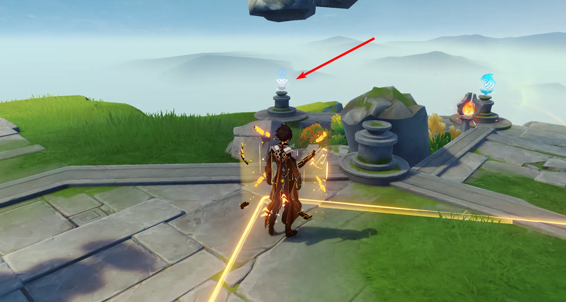 Используйте монументы заврианов для выполнения третьей ачивки