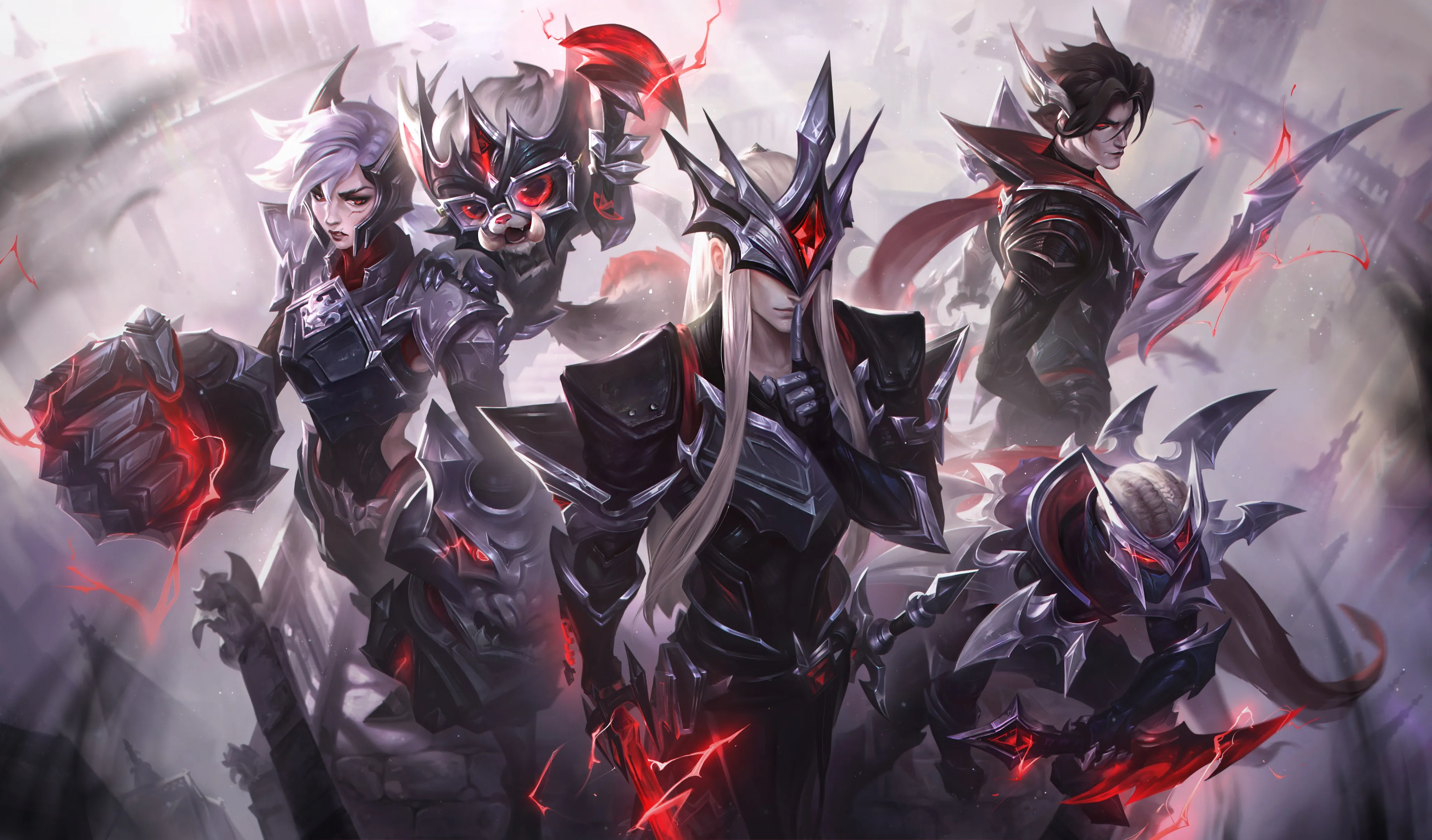 Чемпионские скины T1: Вай, Гнар, Ёнэ, Пайк и Варус. Источник: vk.com/leagueoflegends