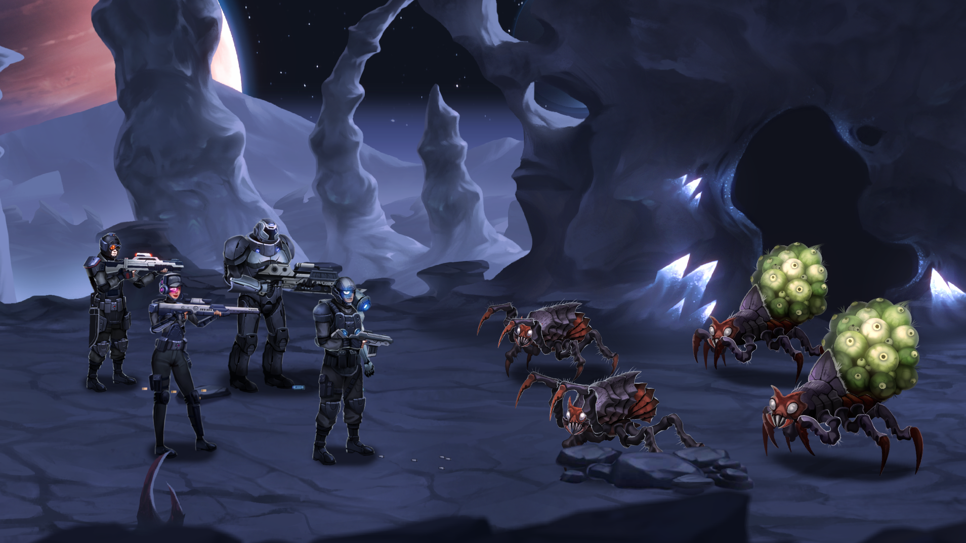 Пошаговые бои напоминают о классических пошаговых JRPG, Disciples 2 и Darkest Dungeon.