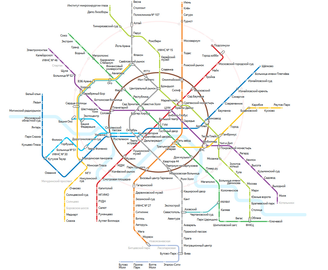 Самые популярные локации на каждой станции метро Москвы