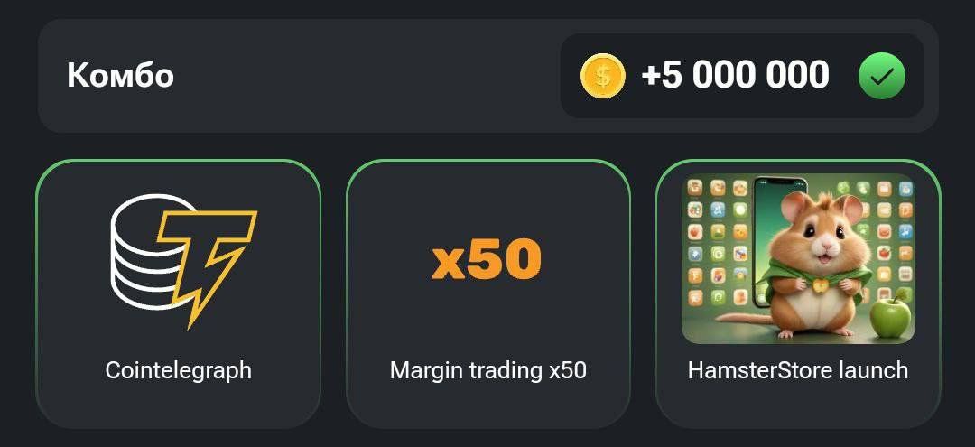 Комбо карты в Hamster Kombat (Хомяк) на 11–12 сентября