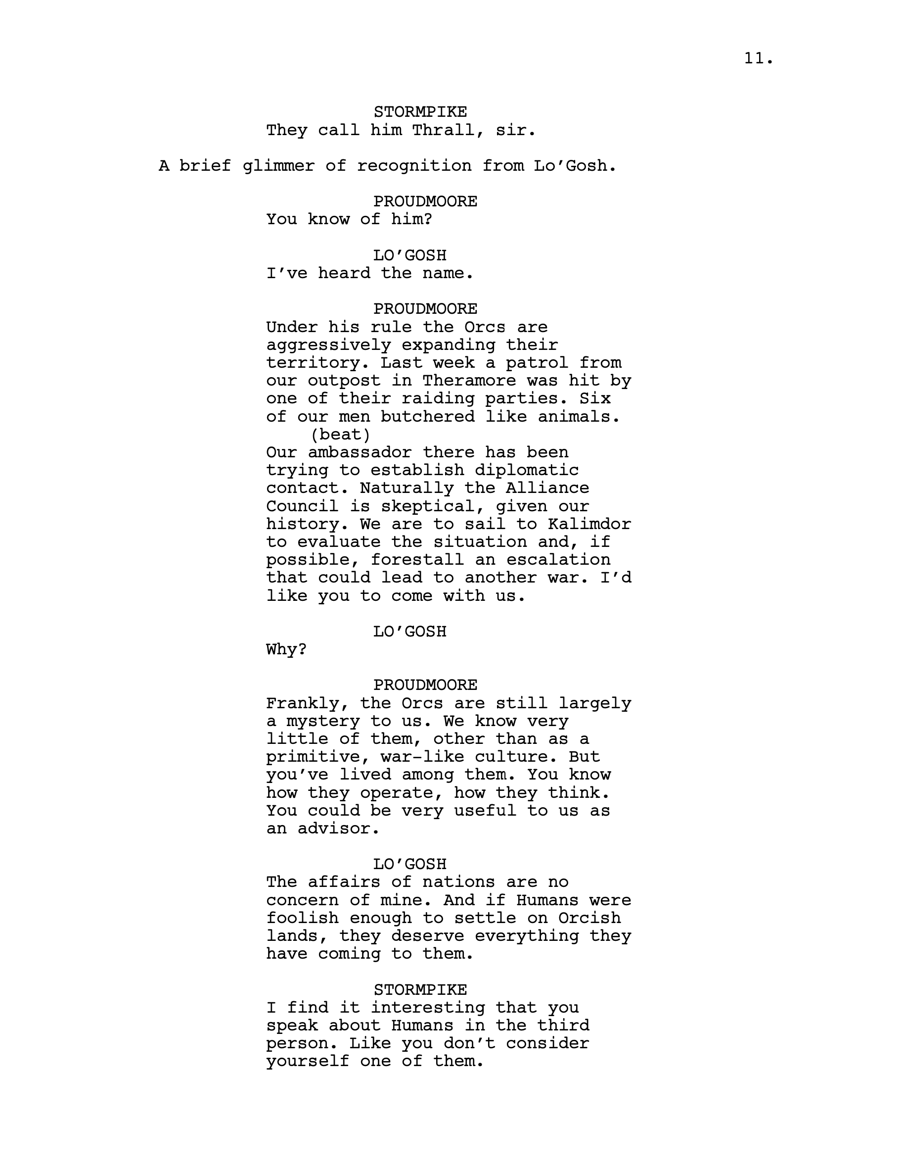 Вариант сценария для фильма «Варкрафт» от Гэри Уитты. Источник: twitter.com/garywhitta