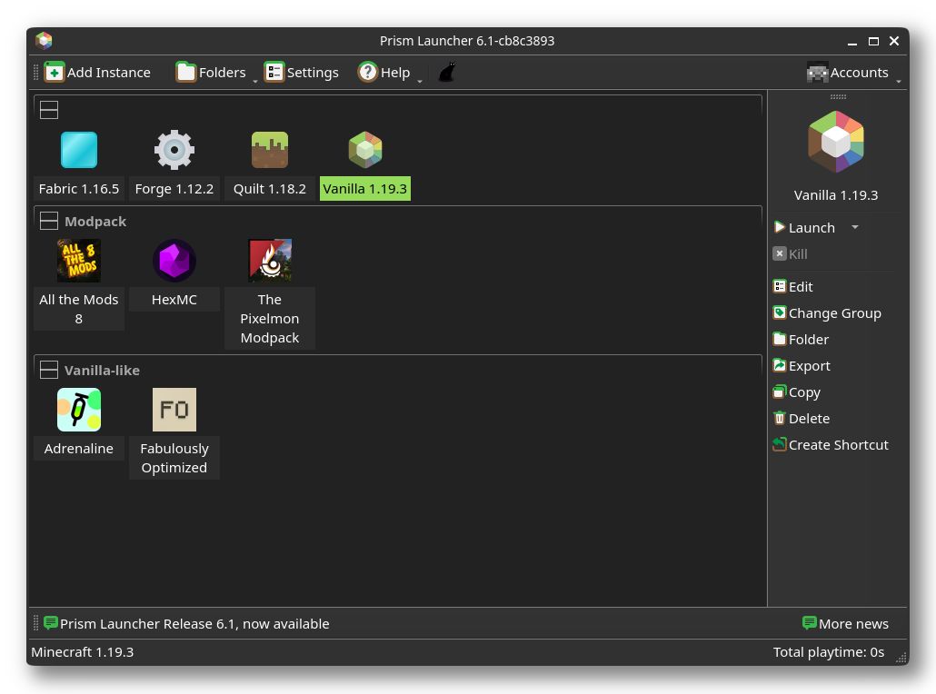 Prism Launcher. Источник: официальный сайт