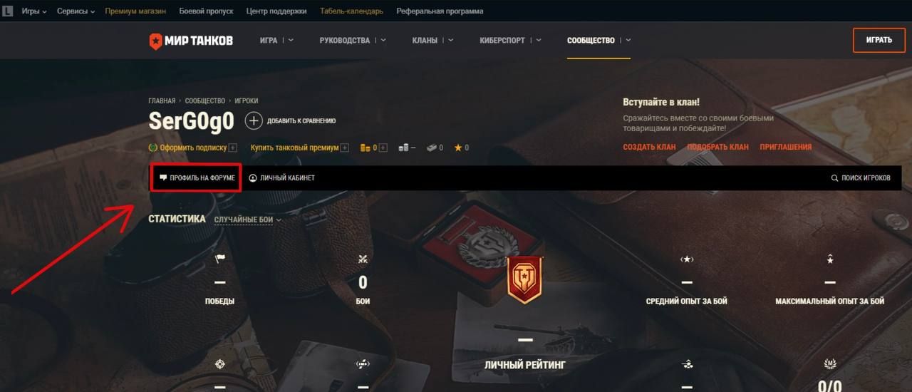 Личный профиль в «Мире танков» 
