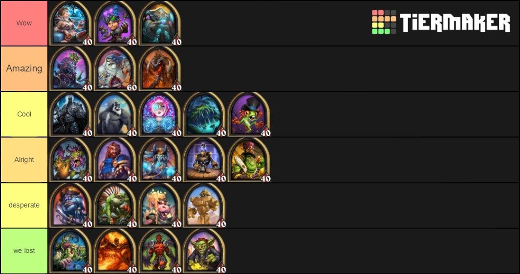 Тирлист героев «Поля сражений» в Hearthstone | Источник: twitter.com/TidesofTime