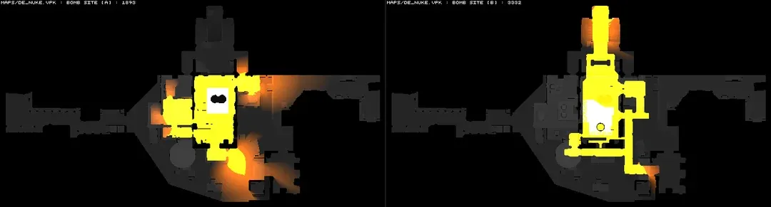 Визуализация урона на карте Nuke | Источник: reddit.com