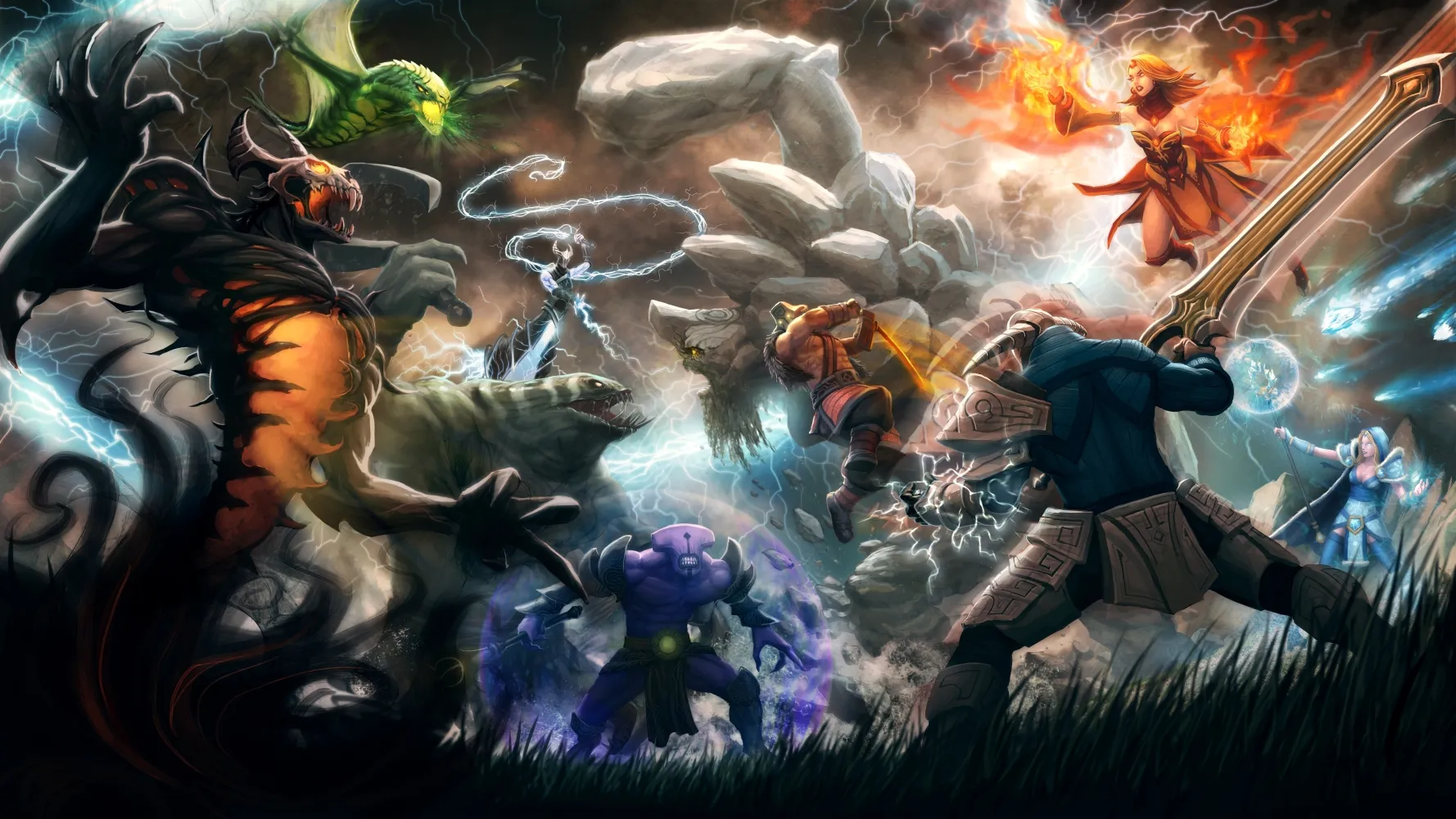 Первый арт Kunkka с моделями героев из Dota 2