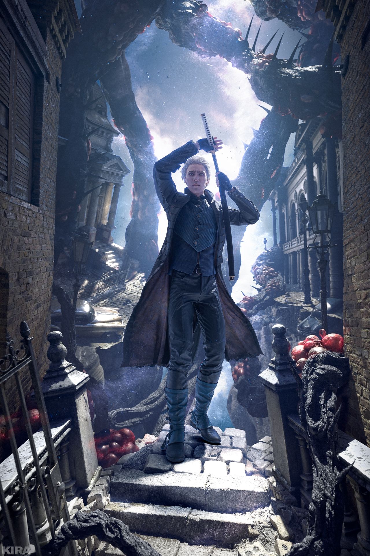 Косплей на Вергилия из вселенной Devil May Cry. Косплеер: CutRun. Фотограф: KIRA. Источник: vk.com/id17260834