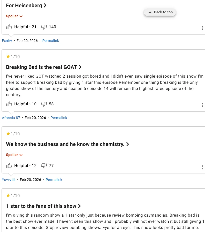 Отзывы под серией «Рыцаря Семи Королевств». Источник: IMDb