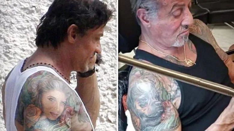 Изменение татуировки Сильвестра Сталлоне