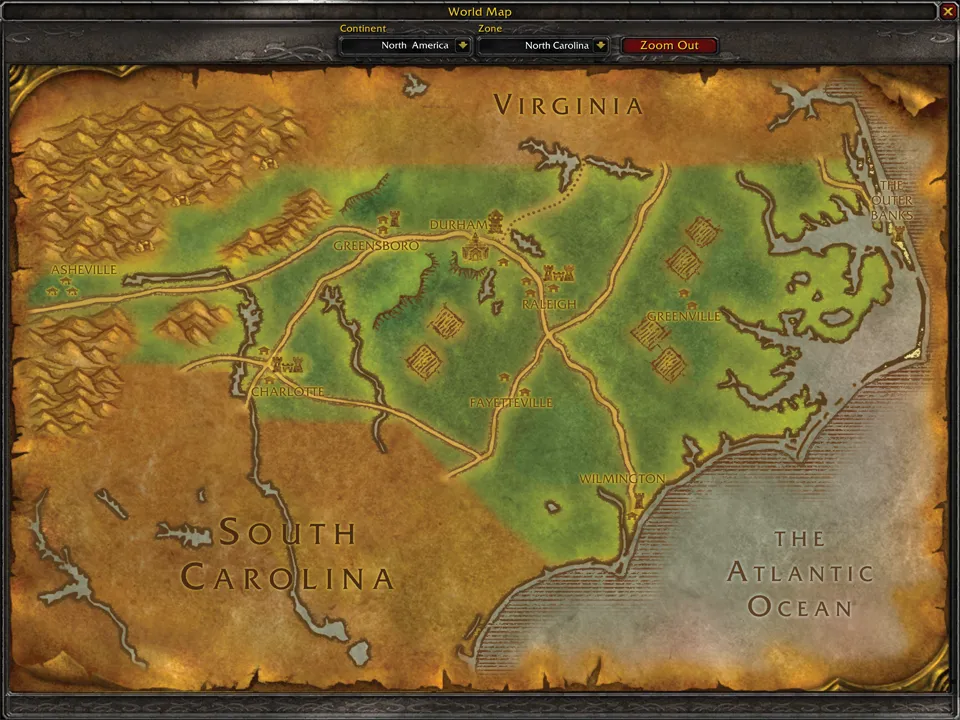 Карта США в духе World of Warcraft. Автор: ConservationOfWumbo