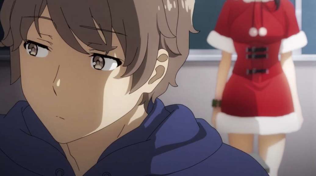 Кадр из аниме «Этот глупый свин не понимает мечту Санта-Клауса»