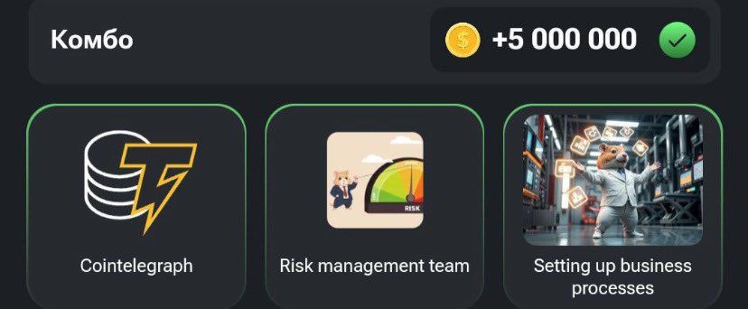 Комбо карты в Hamster Kombat (Хомяк) на 30–31 августа