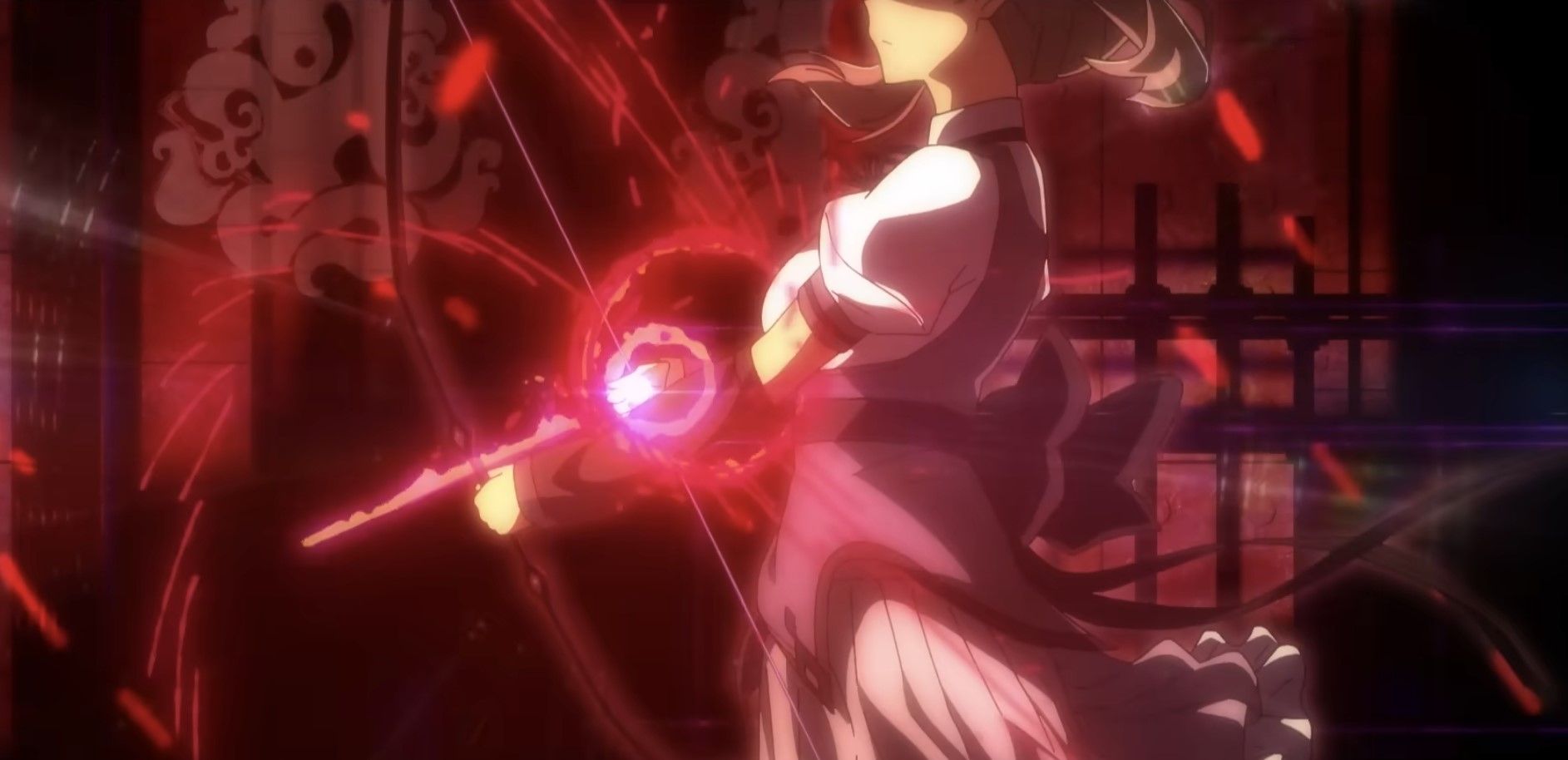 Кадр из аниме «Девочка-волшебница Мадока. Волшебный фильм 4: Переворот Вальпургиевой ночи»