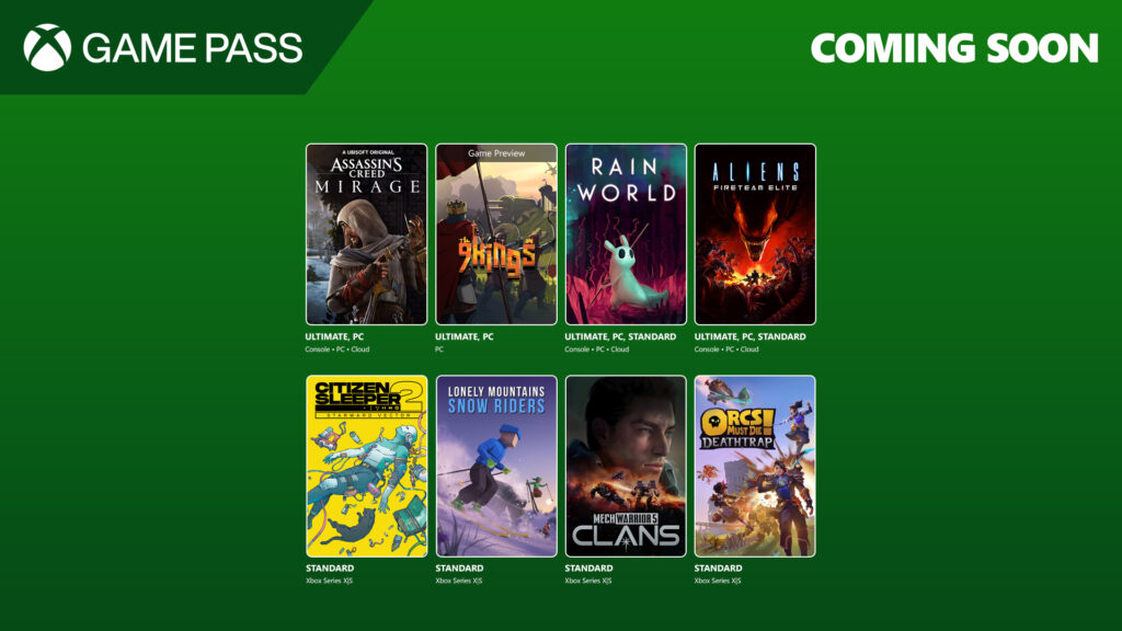 Список тайтлов для подписки Xbox Game Pass в августе. Источник: Microsoft