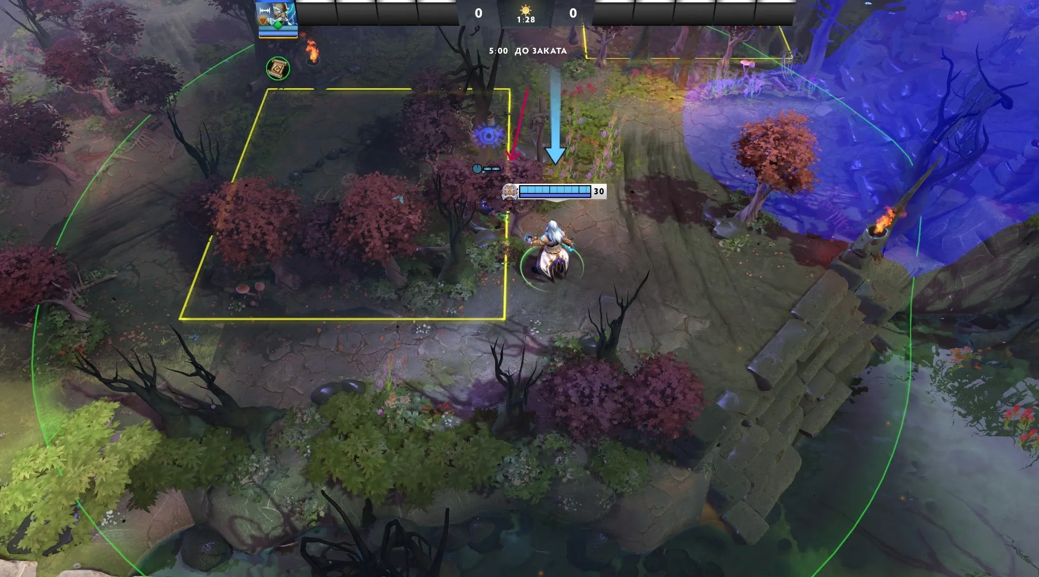 Рубим дерево сбоку | Источник: Dota 2