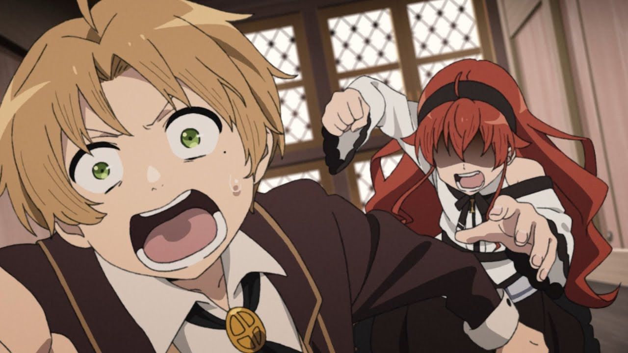 Кадр из аниме «Реинкарнация безработного: История о приключениях в другом мире» 