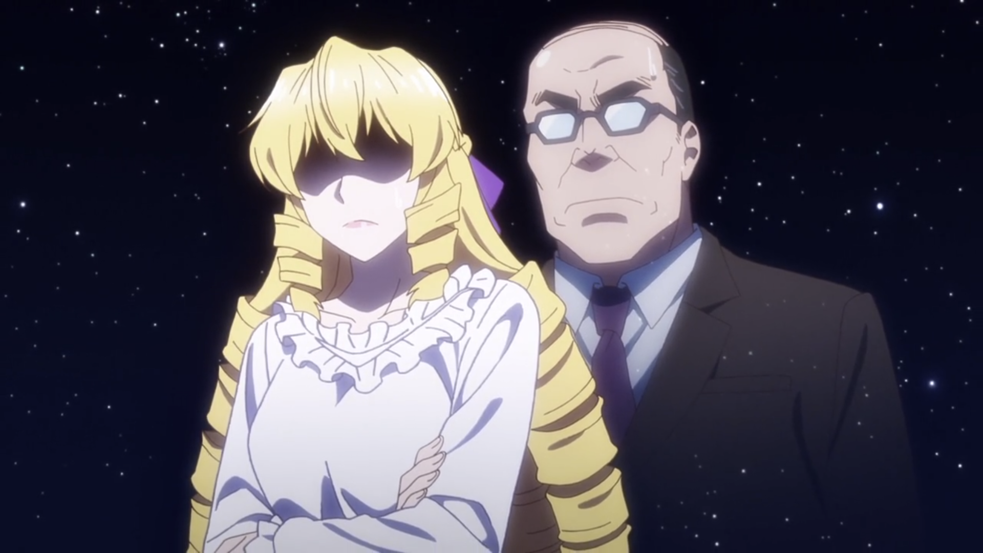 Кадр из аниме «Перерождение мужчины средних лет в дочь дворянина»