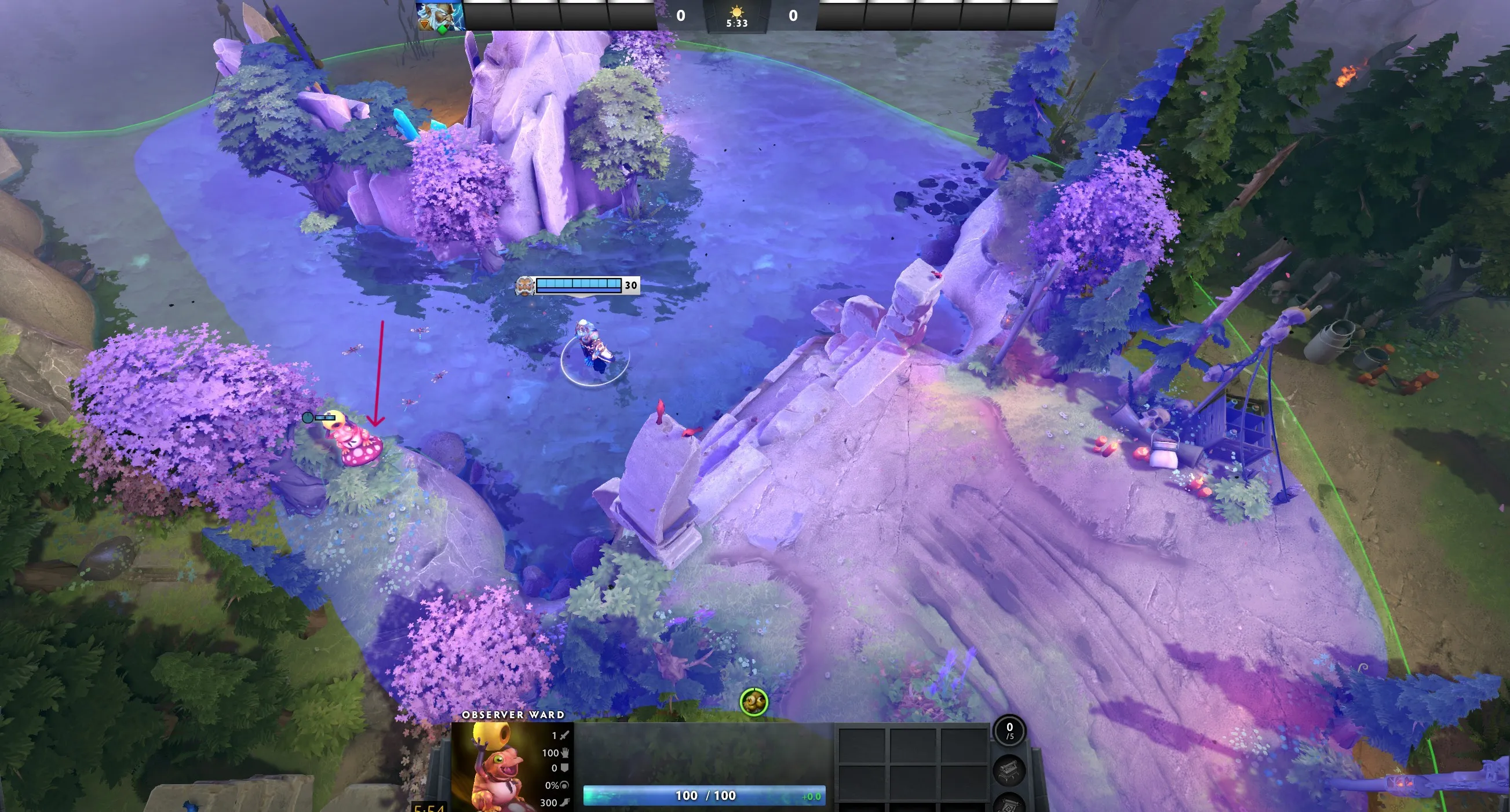 Вард на перетяжку в бот | Источник: Dota 2