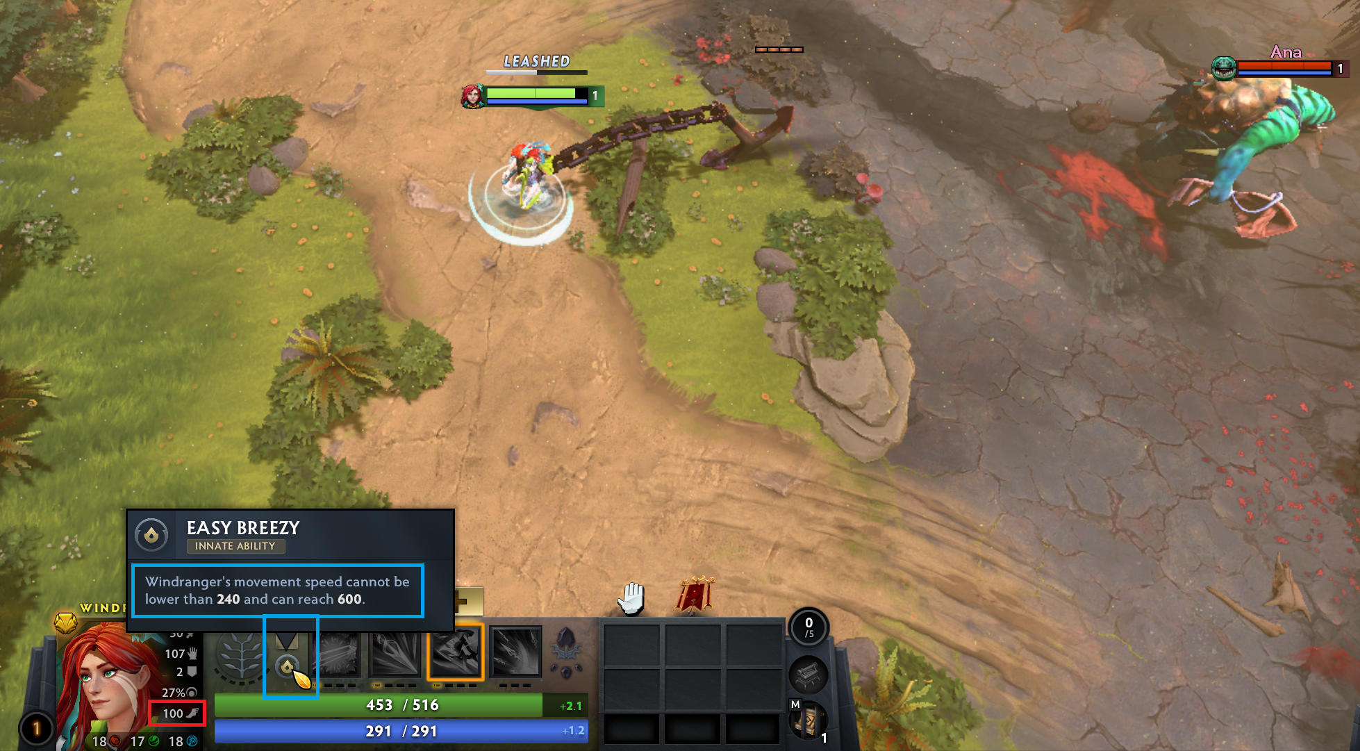 Момент замедления скорости передвижения Windranger до 100 | Источник: reddit.com/r/DotA2