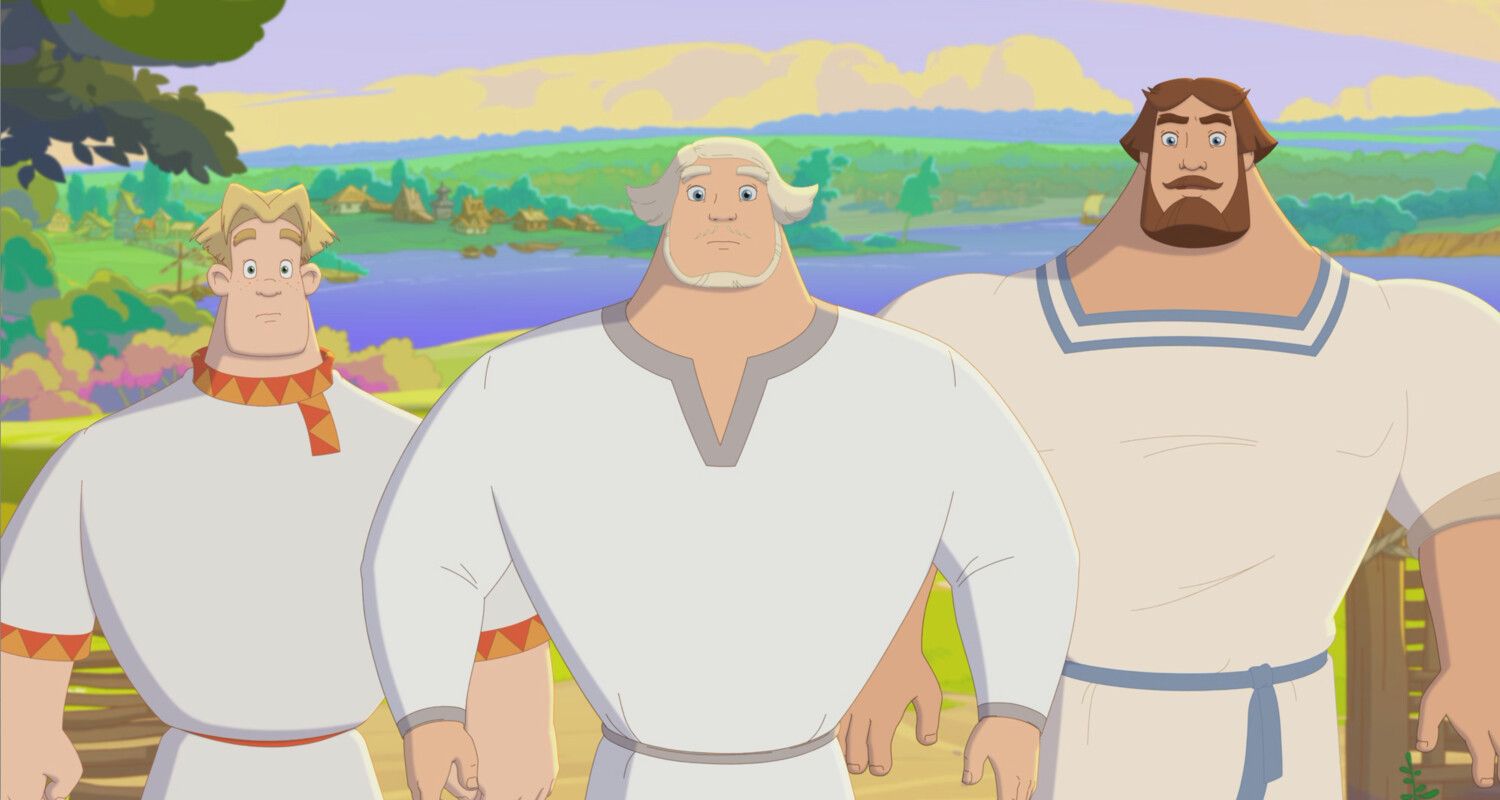 Кадр из мультфильма «Три богатыря и свет клином»