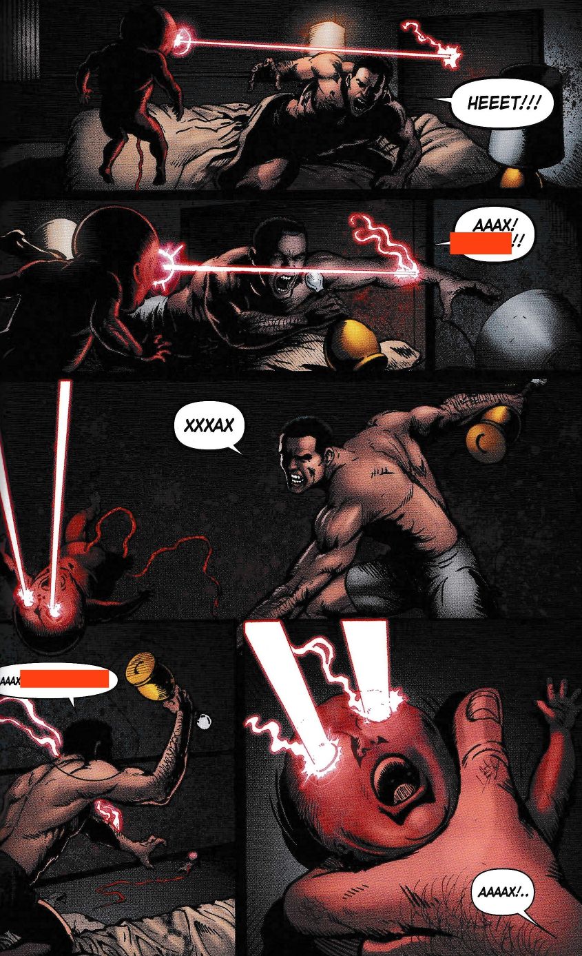 Бутчер убивает ребенка Патриота. Фреймы из комикса «Пацаны»