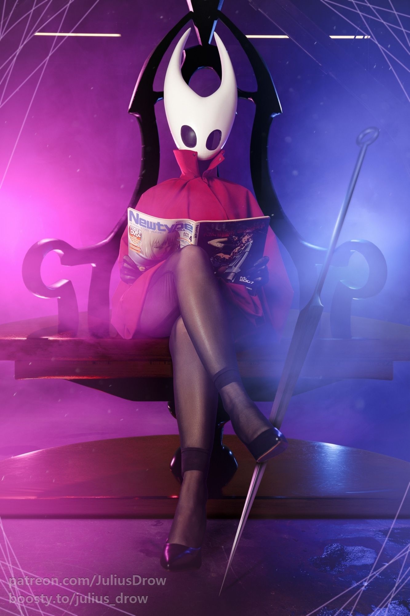 Эротический косплей на Хорнет из игры Hollow Knight: Silksong. Модель Юлия Julius Дровалева. Источник: vk.com/julius_cosplay