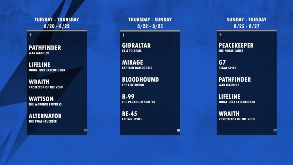 Расписание ротации образов из Iron Crown
Источник: Respawn Entertainment